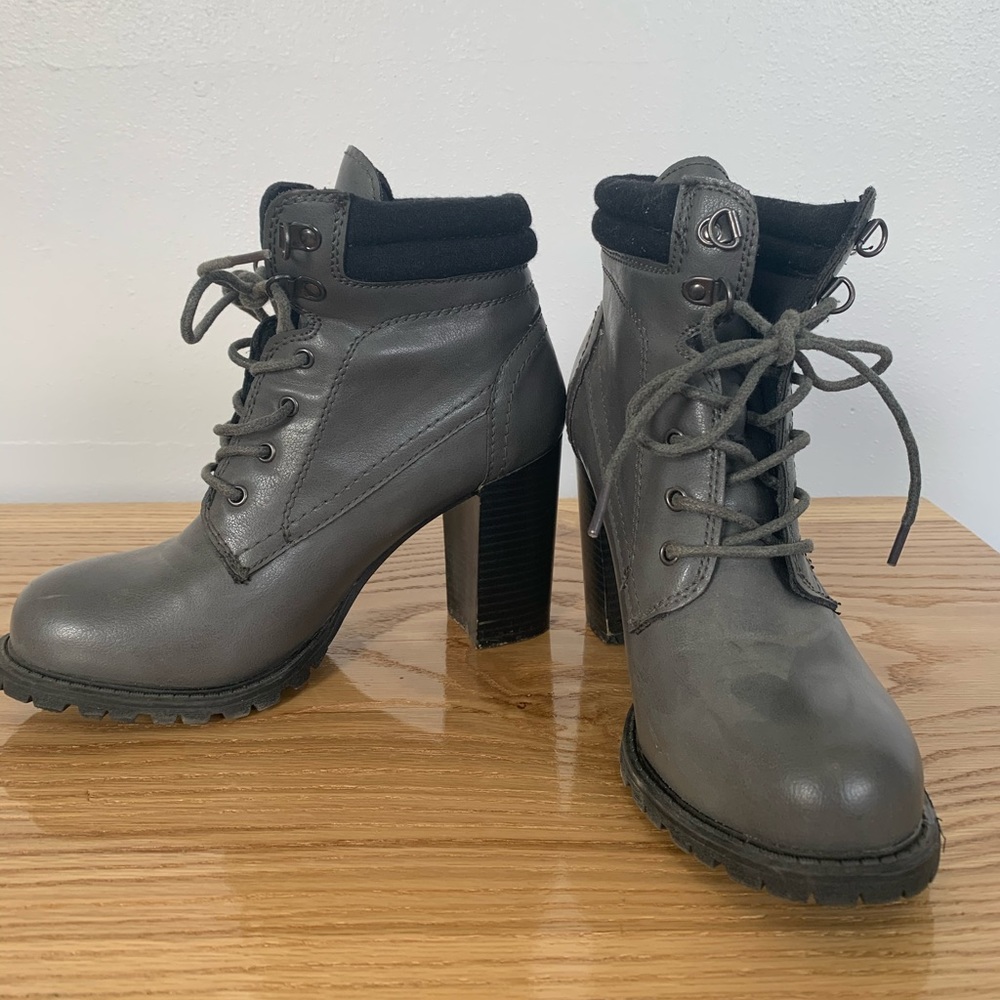 gray platform shoes